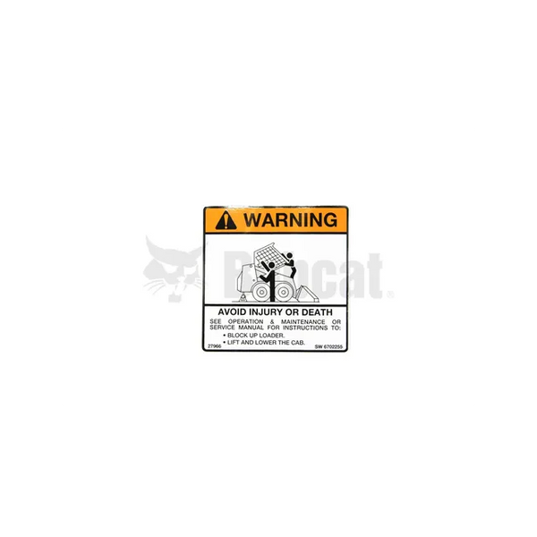 Bobcat 6702255 Warning Decal