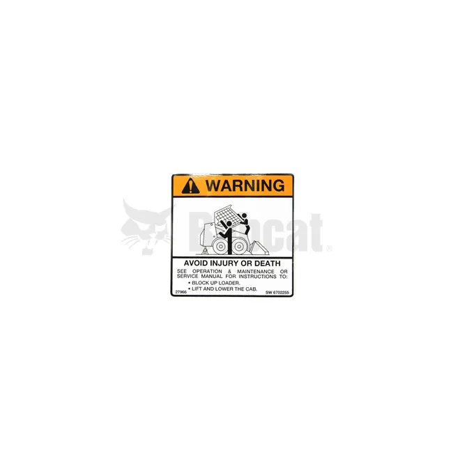 Bobcat 6702255 Warning Decal