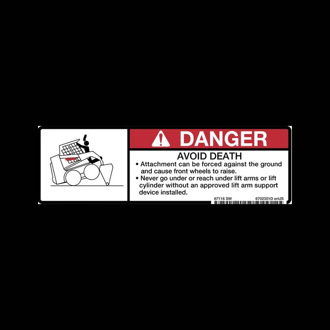Lift Arm Danger Decal for Loaders, 6702301