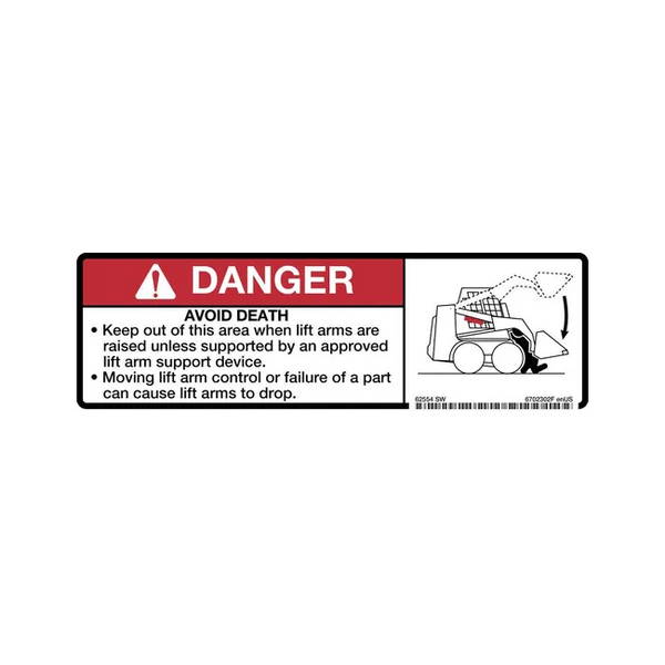 Bobcat 6702302 Lift Arm Danger Decal for Loaders