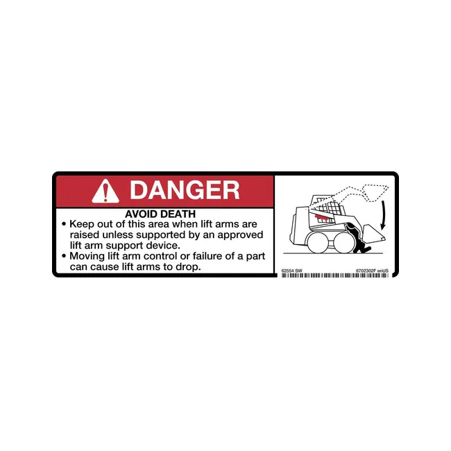 Bobcat 6702302 Lift Arm Danger Decal for Loaders