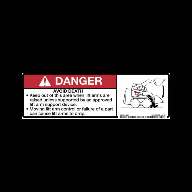 Lift Arm Danger Decal for Loaders, 6702302