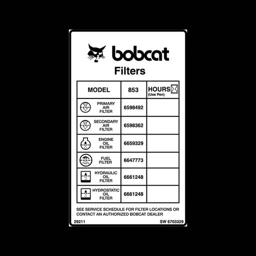 Filter Decal for Loaders, 6703329