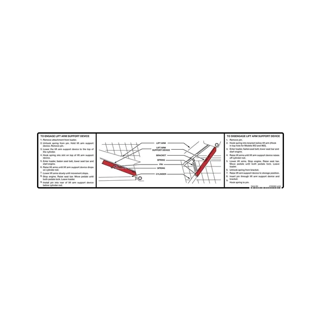 Bobcat 6706558 Lift Arm Support Decal