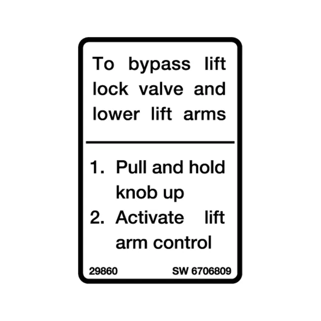 Bobcat 6706809 Lift Lock Instructions Decal