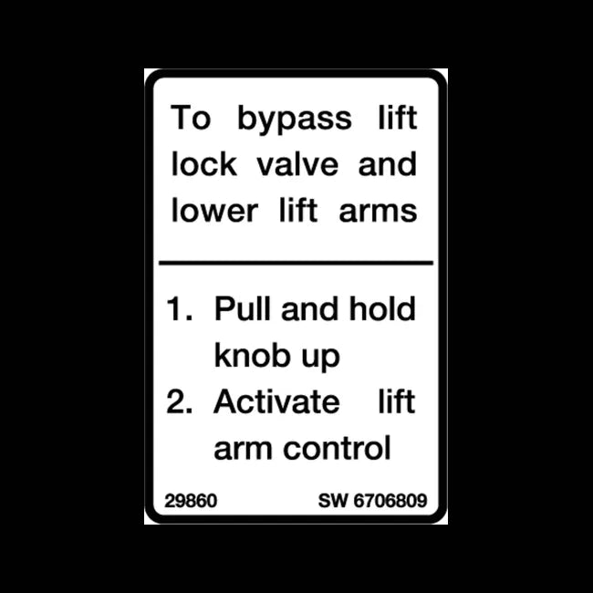 Lift Lock Instructions Decal for Loaders, 6706809