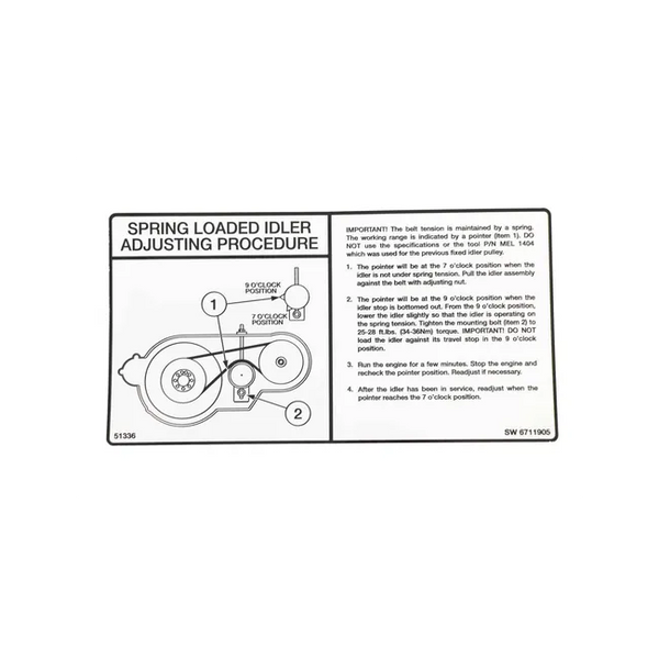 Bobcat 6711905 Belt Tension Decal For Loaders