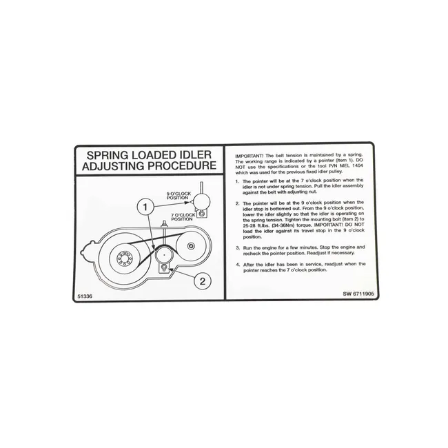 Bobcat 6711905 Belt Tension Decal For Loaders