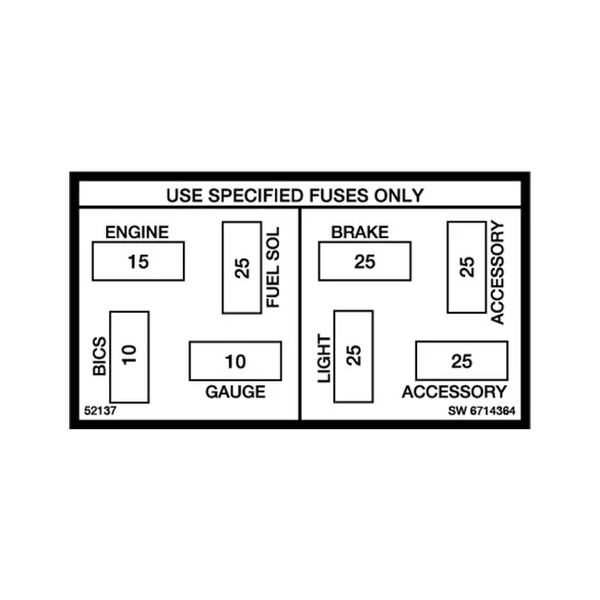 Bobcat 6714364 Fuse Decal