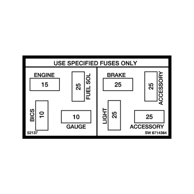 Bobcat 6714364 Fuse Decal