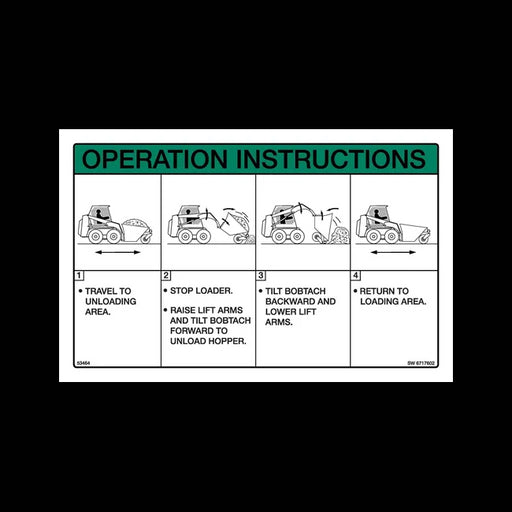 Instructions Operation Decal for Dumping Hopper, 6717602