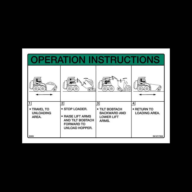 Instructions Operation Decal for Dumping Hopper, 6717602
