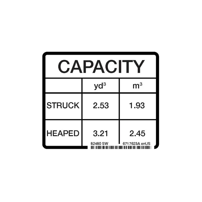 Bobcat 6717623 Lift Capacity Decal for Dumping Hopper