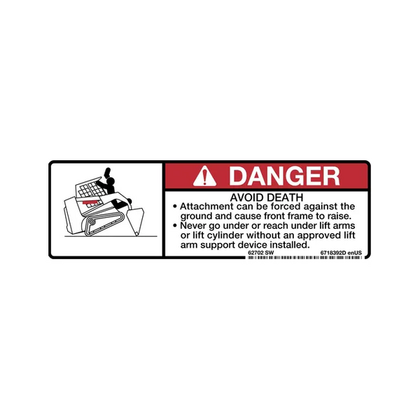 Bobcat 6718392 Danger Decal