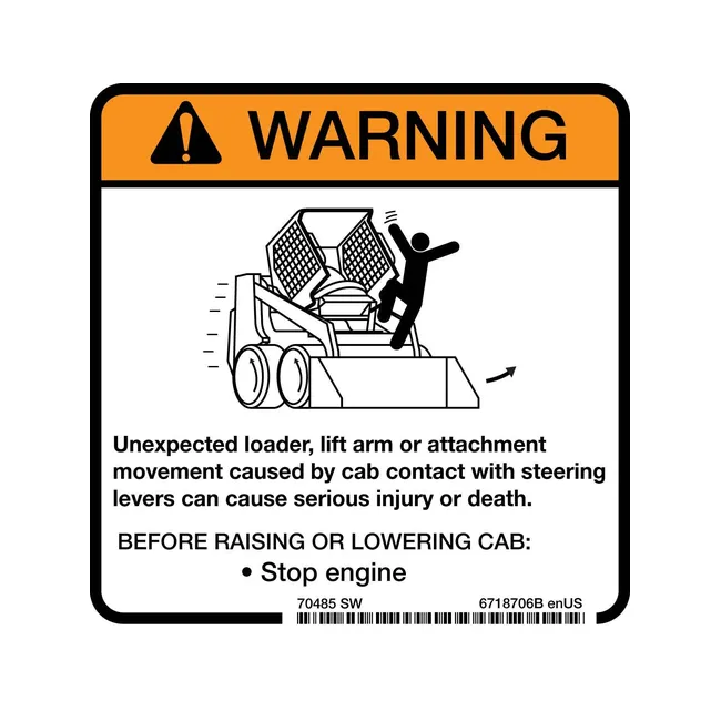 Bobcat 6718706 Warning Decal