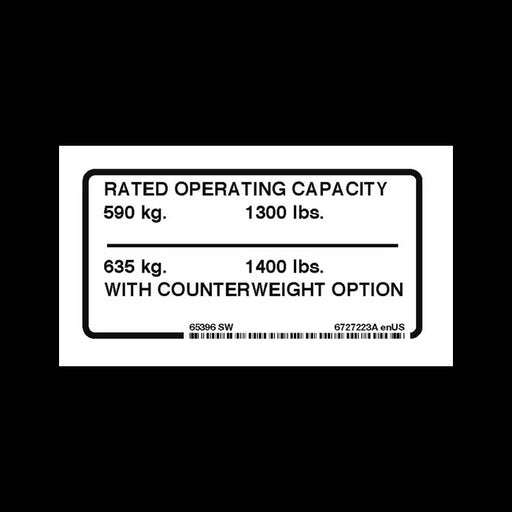 Capacity Decal for Loaders, 6727223