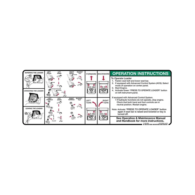 Bobcat 6727926 Operation Decal