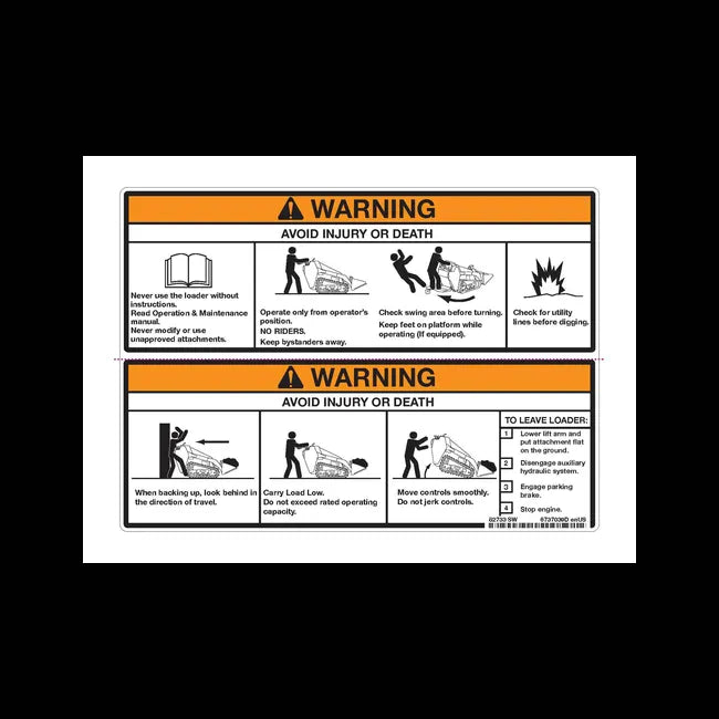 Warning Decal for Mini Track Loaders, 6737039