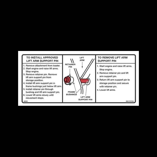Lift Arm Support Decal for Mini Track Loaders, 6737045