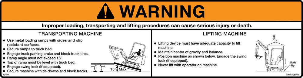 Bobcat 6808185 Warning Decal