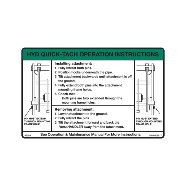 Bobcat 6809617 Hyd Attach Decal