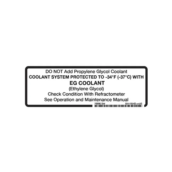 Bobcat 6811054 Coolant Decal