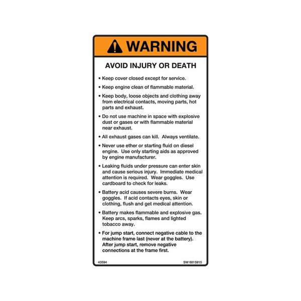 Bobcat 6815915 Warning Decal