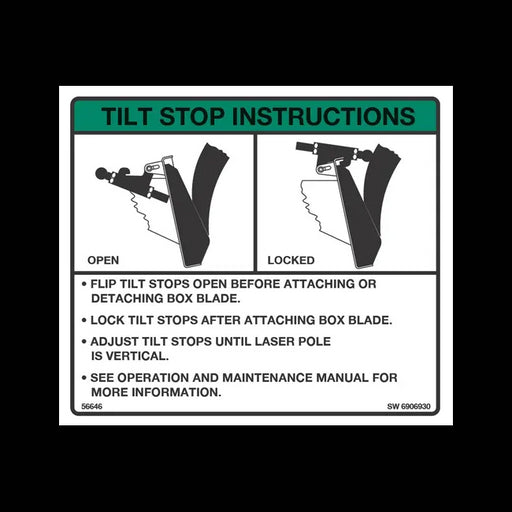 Tilt Stop Instructions Decal for Box Blade, 6906930