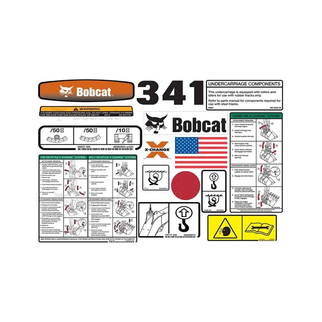 Bobcat 6986666 337, 341 Model Internal and External Decal Kit