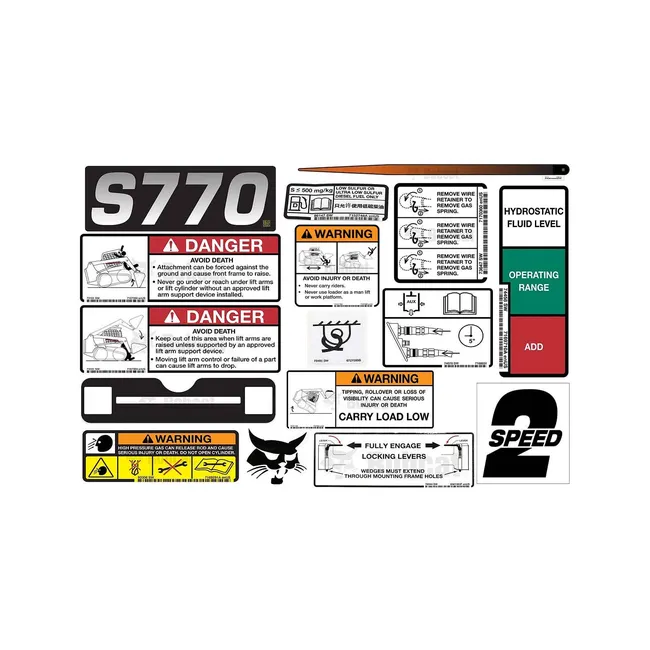 Bobcat 6990491 S770 Model Internal and External Translation Decal Kit for Skid Steer Loaders