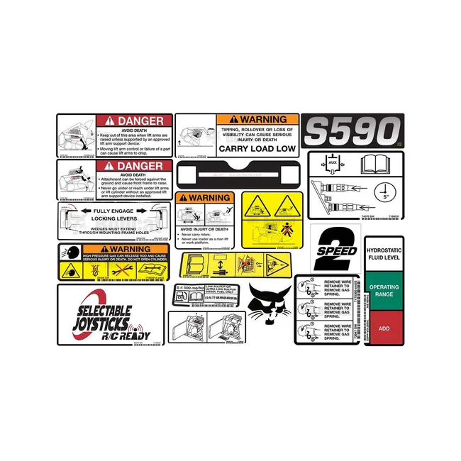 Bobcat 6990600 S590 Model Internal and External Translation Decal Kit for Skid Steer Loaders