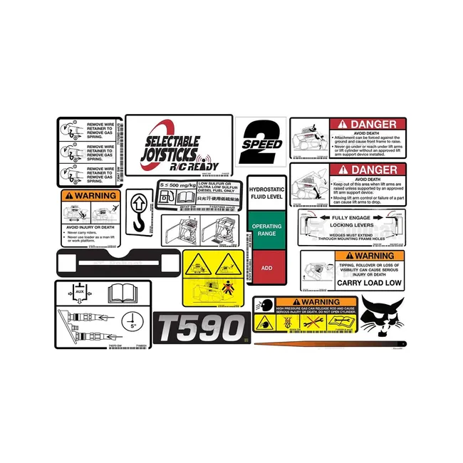 Bobcat 6990602 T590 Model Internal and External Translation Decal Kit for Track Loaders