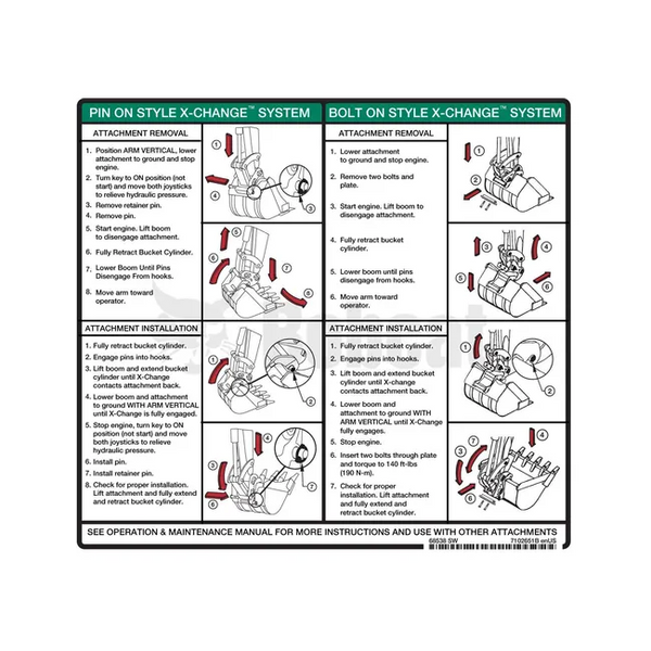 Bobcat 7102651 X-Change Instructions Decal