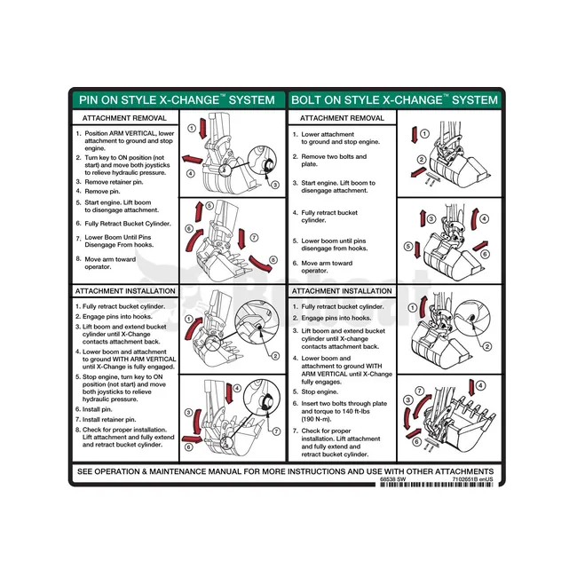 Bobcat 7102651 X-Change Instructions Decal