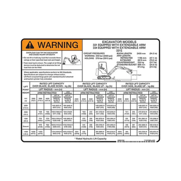 Bobcat 7110139 331 And 334 Model Decal