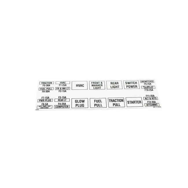 Bobcat 7117407 Fuse Relay Decal