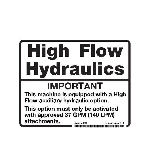 Bobcat 7120602 High Flow Hydraulics Decal