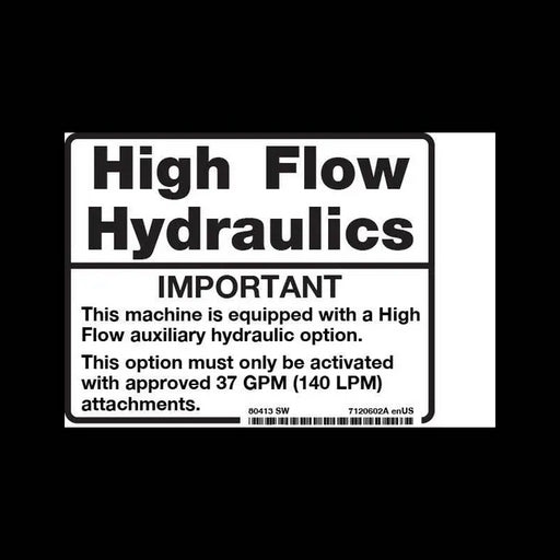 High flow Hydraulics Decal, 7120602