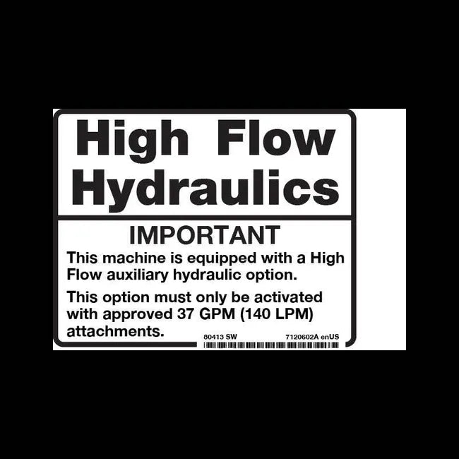 High flow Hydraulics Decal, 7120602