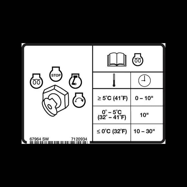 Preheat Decal for Excavators, 7120934