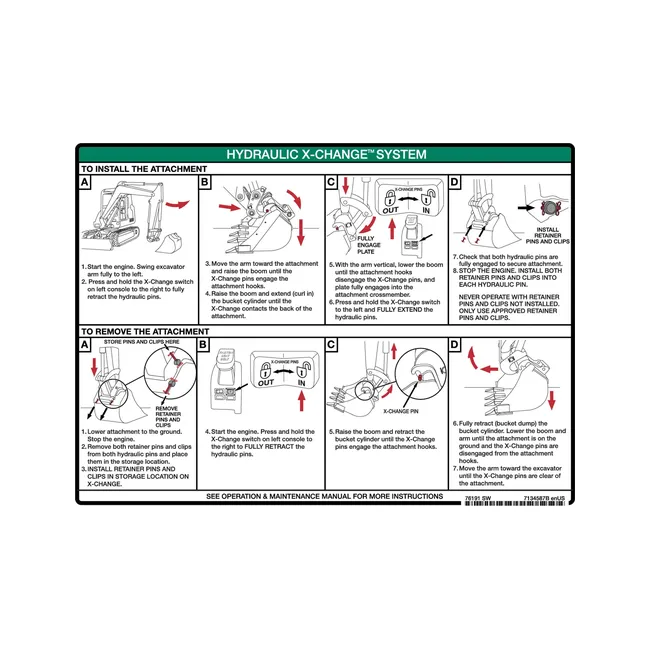 Bobcat 7134587 X-Change Decal For Excavators