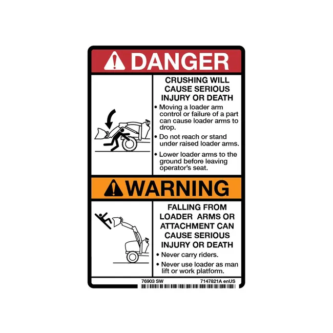 Bobcat 7147821 Danger Decal for Compact Tractor