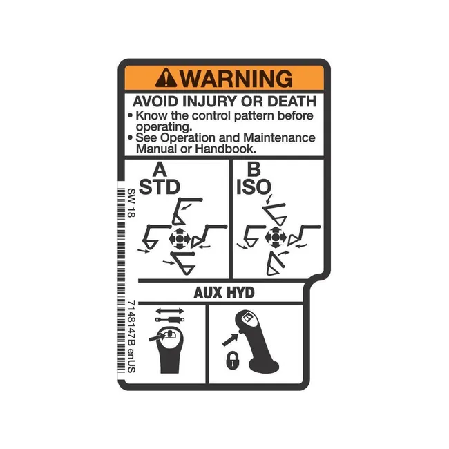 Bobcat 7148147 Right-Hand Standard Iso Decal Excavator