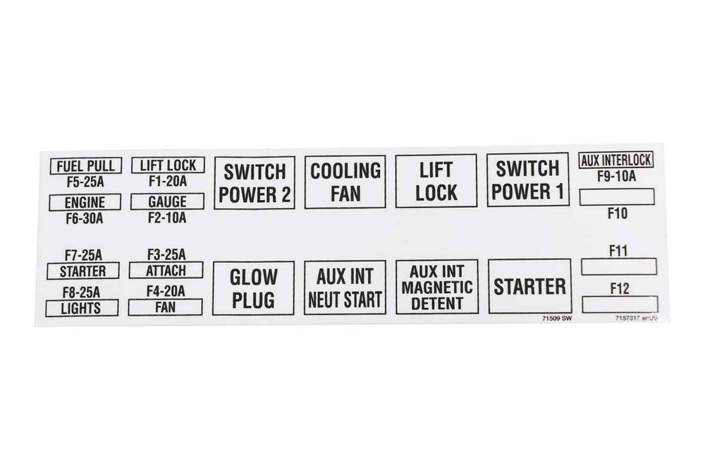 Bobcat 7157317 Fuse Relay Decal
