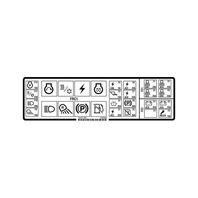 Bobcat 7167945 Decal Fuse Relay