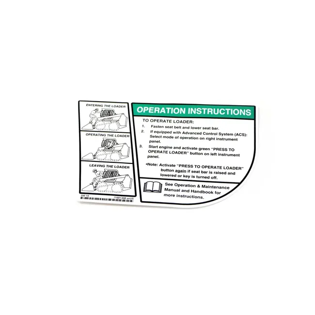 Bobcat 7168136 Operation Decal for Loaders