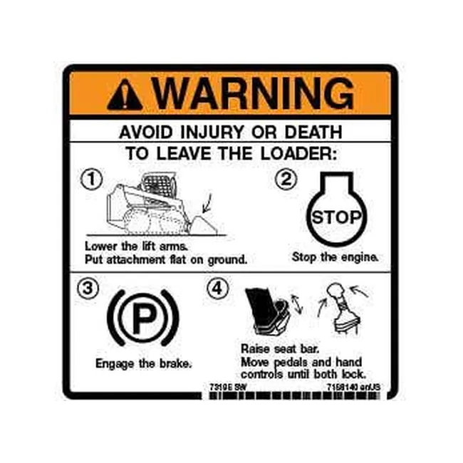 Bobcat 7168140 Warning Decal for Loaders
