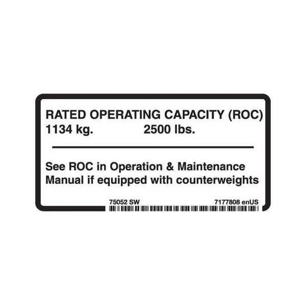 Bobcat 7177808 Lift Capacity Decal