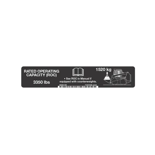 Bobcat 7183730 Lift Capacity Decal For Skid Steer Loaders