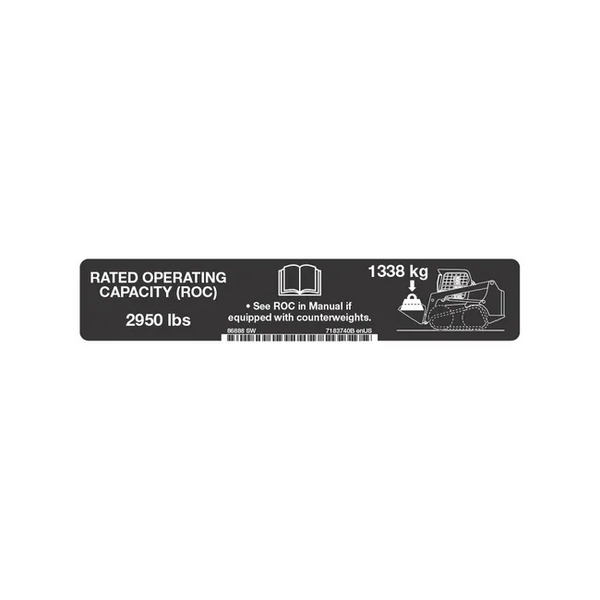 Bobcat 7183740 Lift Capacity Decal For Track Loaders